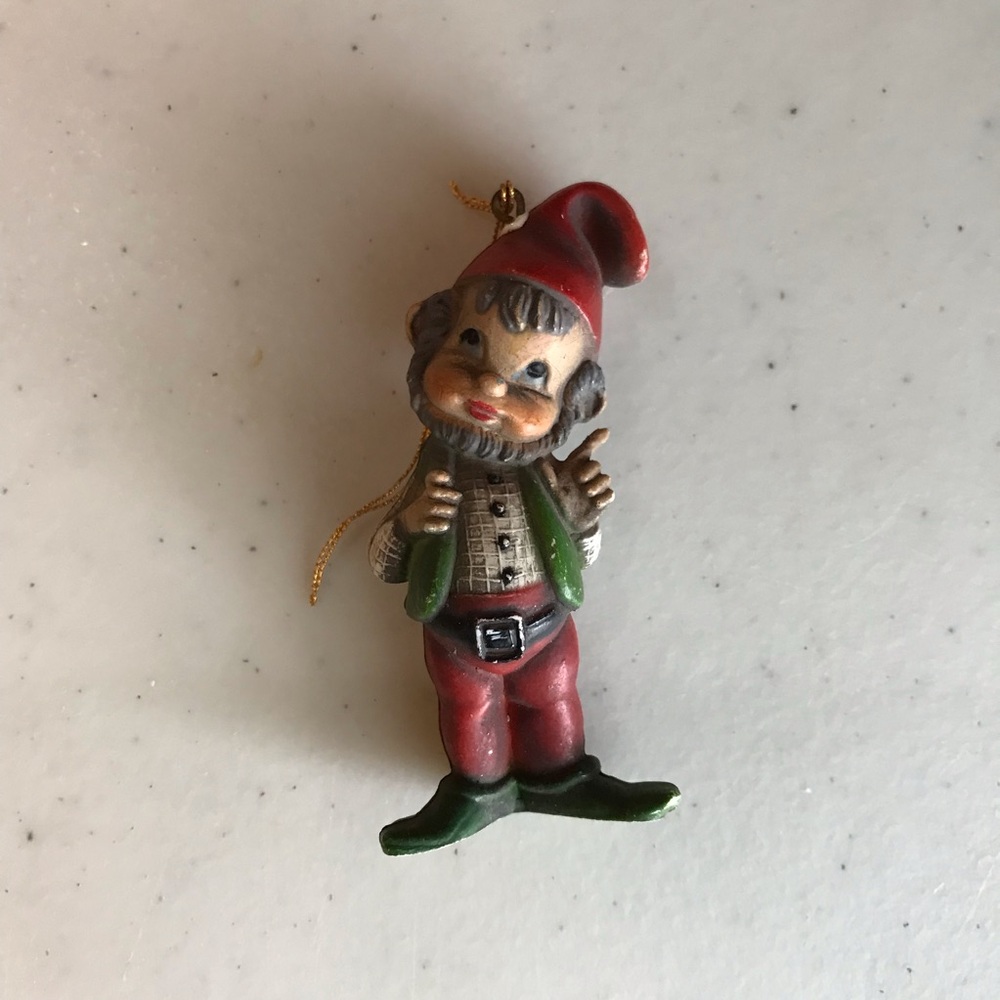 Vintage Elves Gnomes Hanging Christmas Ornaments Set of Five - Picture 5 of 6